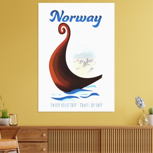 Noorse lange boot reisposter canvas afdruk (Insitu (Woonkamer))