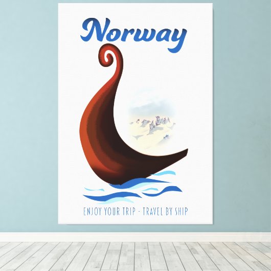 Noorse lange boot reisposter canvas afdruk (Insitu (Houten vloer))