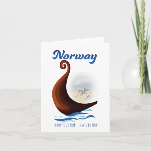 Noorse lange boot-reisposter notitiekaartje (Voorkant)