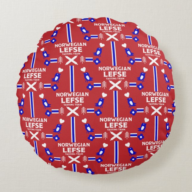 Noorse Lefse Platbrood Schort Rond Kussen (Voorkant)