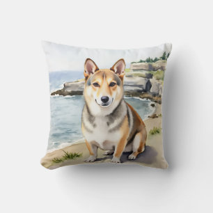 Noorse Lundehund Aquarel Noords Klip Kunst Kussen
