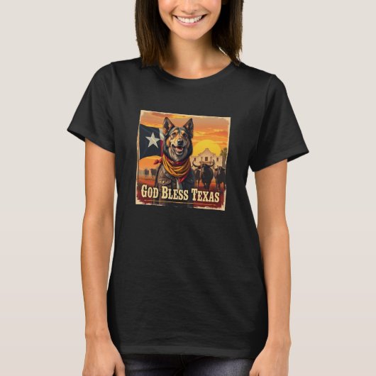Noorse Lundehund God Bless Texas T-shirt (Voorkant)