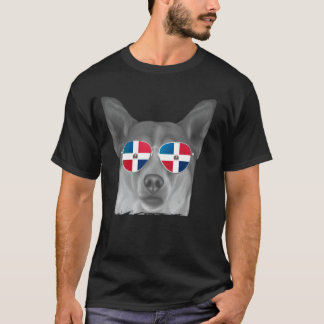 Noorse Lundehund hond Dominicaanse vlag zonnebril T-shirt