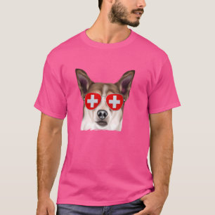 Noorse Lundehund hond Zwitserland Vlag zonnebril T-shirt