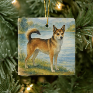 Noorse Lundehund Keramisch Ornament