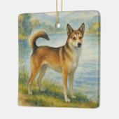 Noorse Lundehund Keramisch Ornament (Links)