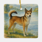 Noorse Lundehund Keramisch Ornament (Voorkant)