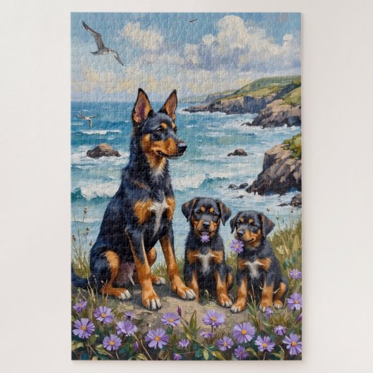Noorse Lundehund Kustklif Kunst Legpuzzel (Verticaal)