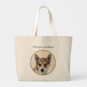 Noorse Lundehund Schilderen Originele Hond Kunst Grote Tote Bag (Achterkant)