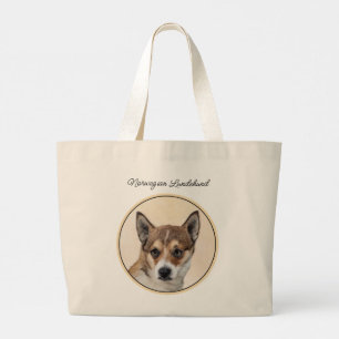 Noorse Lundehund Schilderen Originele Hond Kunst Grote Tote Bag