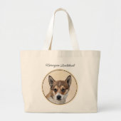 Noorse Lundehund Schilderen Originele Hond Kunst Grote Tote Bag (Voorkant)