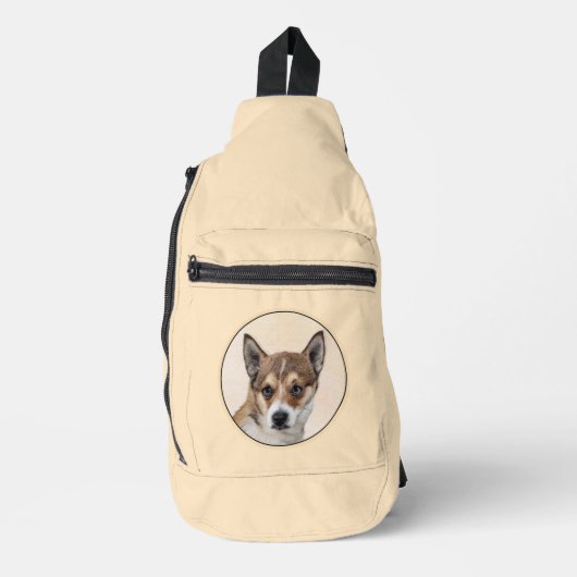 Noorse Lundehund Schilderen Originele Hond Kunst Sling Bag (Voorkant)