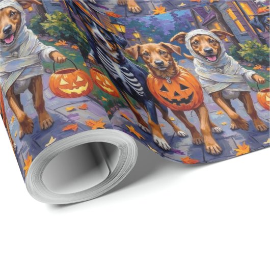 Noorse Lundehund Trick-or-Treating Halloween Cadeaupapier (Rol Hoek)