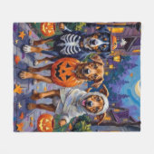 Noorse Lundehund Trick-or-Treating Halloween Fleece Deken (Voorkant (Horizontaal))