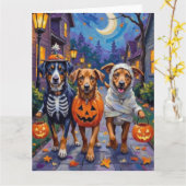 Noorse Lundehund Trick-or-Treating Halloween Kaart (Gele Bloem)