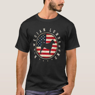 Noorse Lundehund Usa Vlag 4 juli Hond Moeder Vader T-shirt