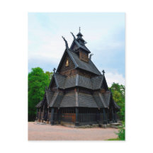 Noorse middeleeuwse Stave Church, Oslo, Noorwegen