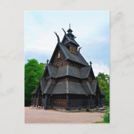 Noorse middeleeuwse Stave Church, Oslo, Noorwegen Briefkaart
