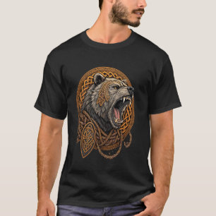 Noorse mythologie Beer - Retro Viking knoopwerk T-shirt