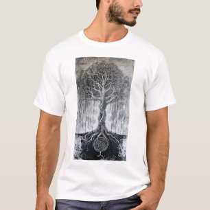 Noorse mythologie Yggdrasil Tree Traditionele zwar T-shirt