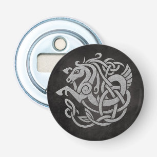 Noorse mythologische paardenknoopontwerp button flesopener