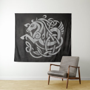 Noorse mythologische paardenknoopontwerp wandkleed