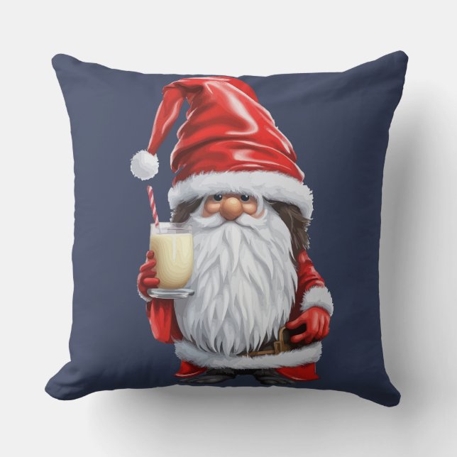 Noorse Nisse Kabouter Gonk met een glas eierpunch  Kussen (Voorkant)
