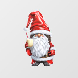 Noorse Nisse Kabouter Gonk met een glas eierpunch  Raamsticker