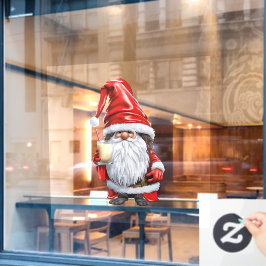 Noorse Nisse Kabouter Gonk met een glas eierpunch Raamsticker