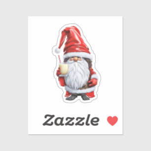 Noorse Nisse Kabouter Gonk met een glas eierpunch  Sticker