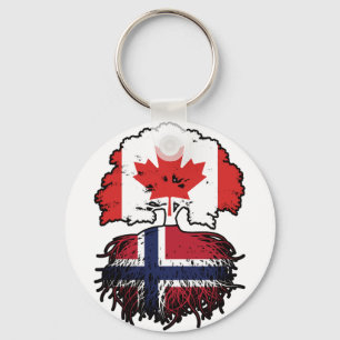 Noorse Noorse Canadese vlag voor bomen in Canada Sleutelhanger