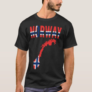 Noorse Nordic Noorwegen Landkaart Vlag T-shirt
