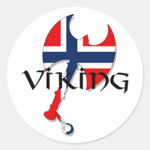 Noorse Norse Norge Noorse vlag Ax Ronde Sticker