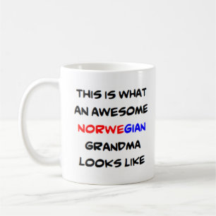 Noorse oma, geweldig koffiemok