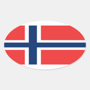 Noorse ovalen autostickers   Vlag van Noorwegen Ovale Sticker