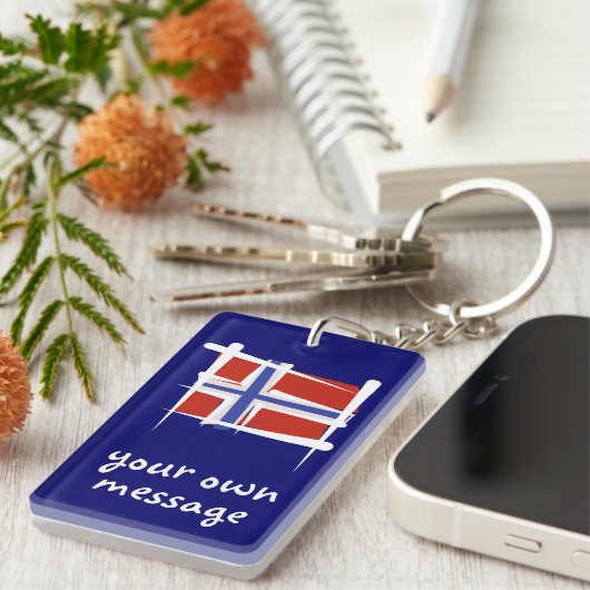 Noorse penseelvlag sleutelhanger (Voorkant Rechts)