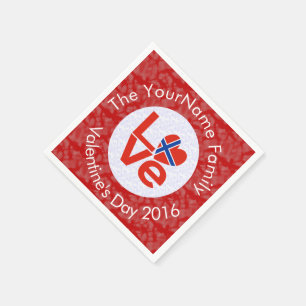 Noorse rode Love Flag gepersonaliseerd Servetten