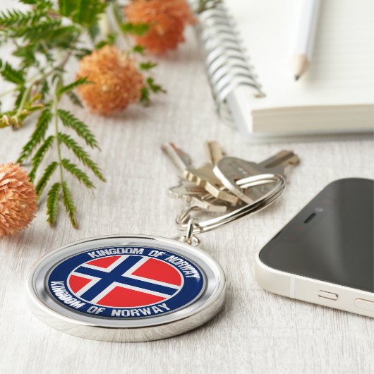 Noorse Ronde Emblem Sleutelhanger (Zijkant)