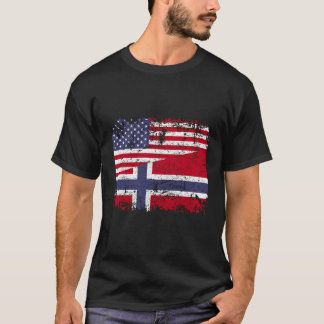 Noorse roots Half Amerikaanse vlag VS Noorwegen vl T-shirt