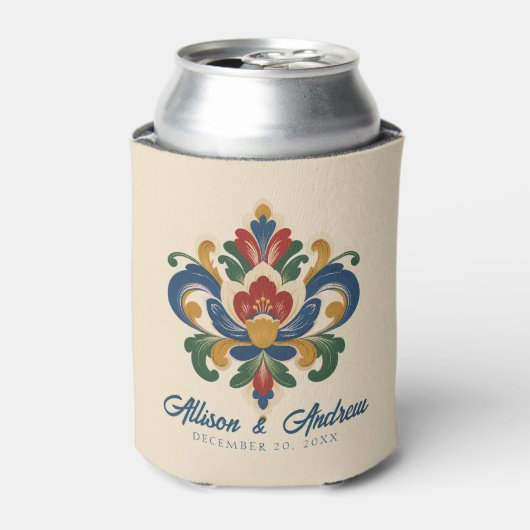 Noorse Rosemaling Bruiloft Blikjeskoeler (Blikje Voorkant)