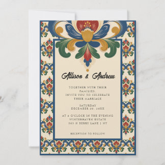 Noorse Rosemaling | Bruiloft Kaart