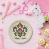 Noorse Rosemaling Bruiloft Papieren Bordje (Feest)