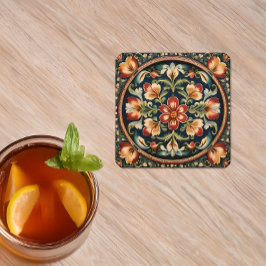 Noorse Rosemaling decoratieve volkskunst Kartonnen Onderzetters