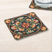 Noorse Rosemaling decoratieve volkskunst Kartonnen Onderzetters (Schuin)