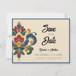 Noorse Rosemaling-huwelijk Save The Date
