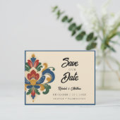 Noorse Rosemaling-huwelijk Save The Date (Staand voorkant)