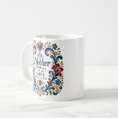Noorse Rosemaling Moeder Mok - Elegante Bloem F (Voorkant links)
