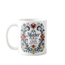 Noorse Rosemaling Moeder Mok - Elegante Bloem F