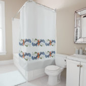 Noorse Rosemaling Scandinavian Folk Art Scroll Douchegordijn (In situ)