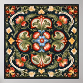 Noorse rozemarijn decoratieve volkskunst poster (Voorkant)